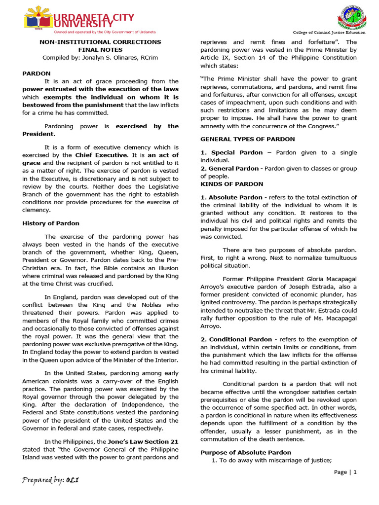 Understanding Pardon Types and Effects | PDF | Pardon | Parole