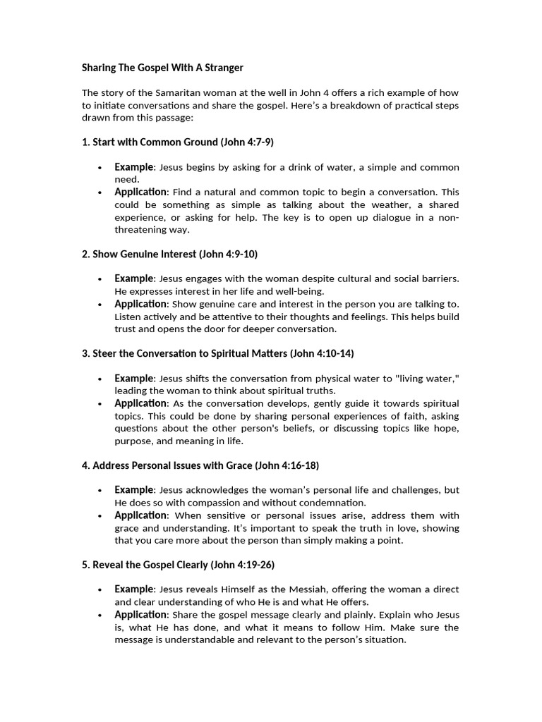 Gospel Sharing Tips from John 4 | PDF | Jesus | Gospel Of John