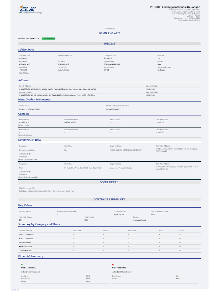 Credit Report Pdf Pdf Indonesian Rupiah Finance Money Management