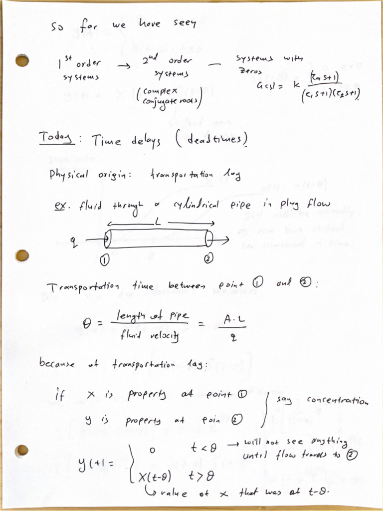 Time Delay - Process Controls CHE 360 | PDF