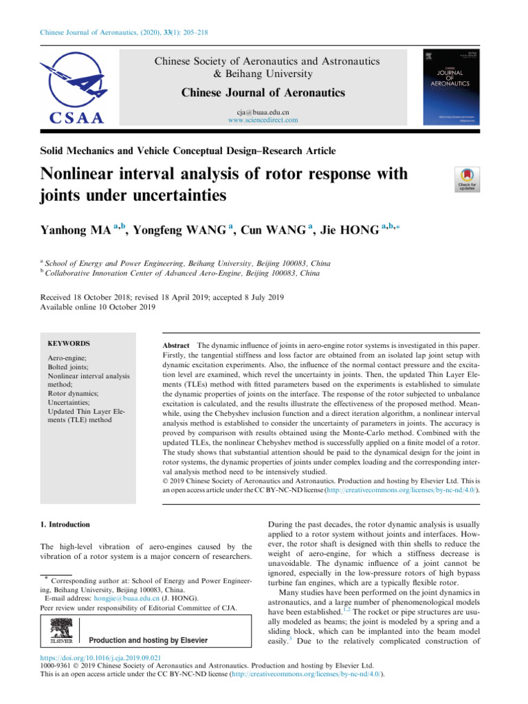 Nonlinear Interval Analysis of The Rotor Response With Joints Under ...