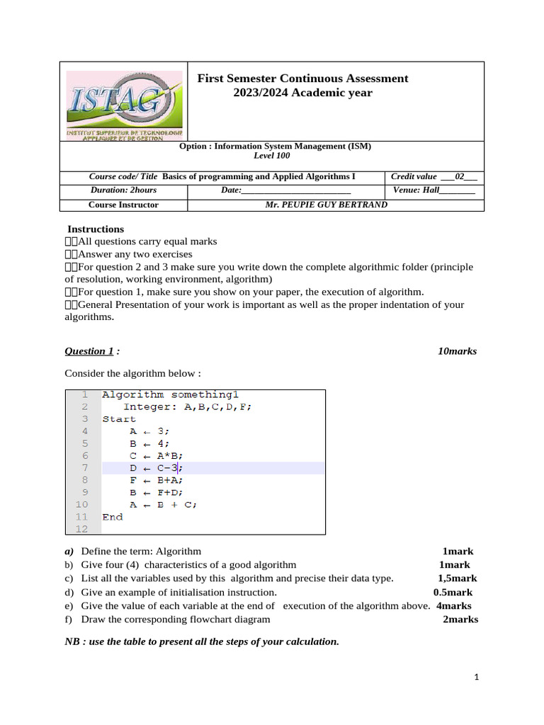 CA Algorithms ISM 2023 2 | PDF | Algorithms | Triangle