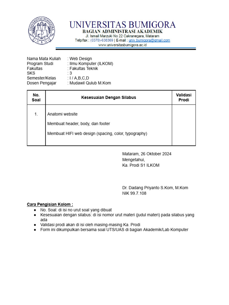 Soal Uts Web Design Ilkom Ganjil 2024 2025 Pdf