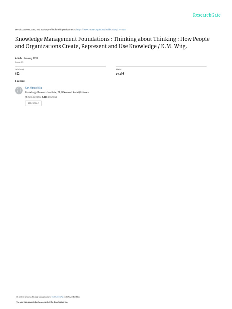 Knowledge Management Foundations KMWiig 1995 | PDF | Decision Making ...