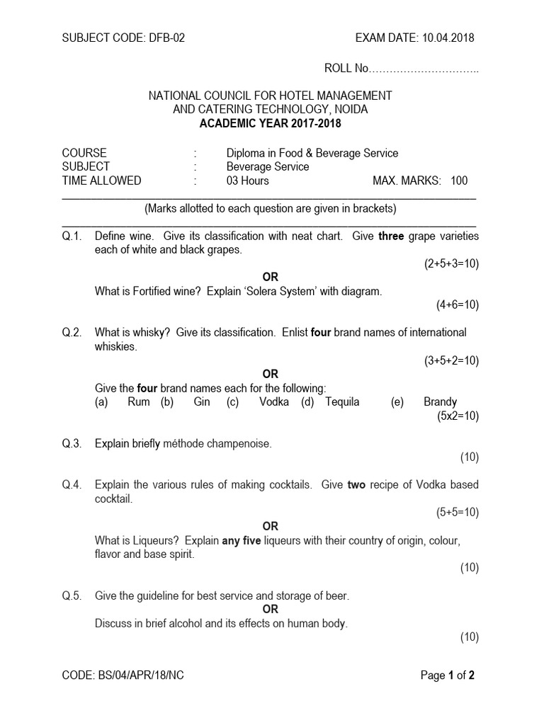 Beverage Service PDF Drink Distillation