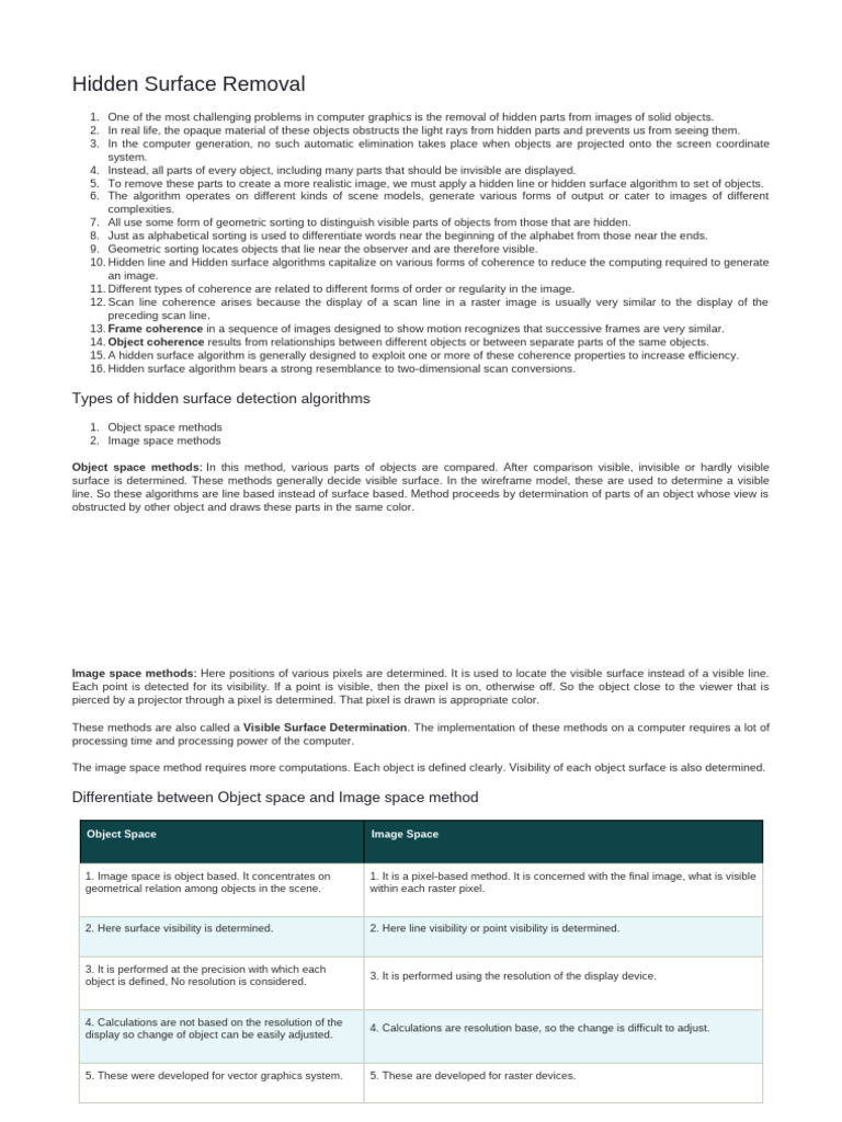 Hidden Surface Removal | PDF | Computer Graphics | Imaging