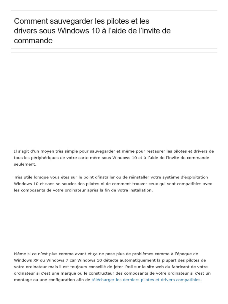 Sauvegarde des pilotes sous Windows 10 | PDF | Pilote informatique ...
