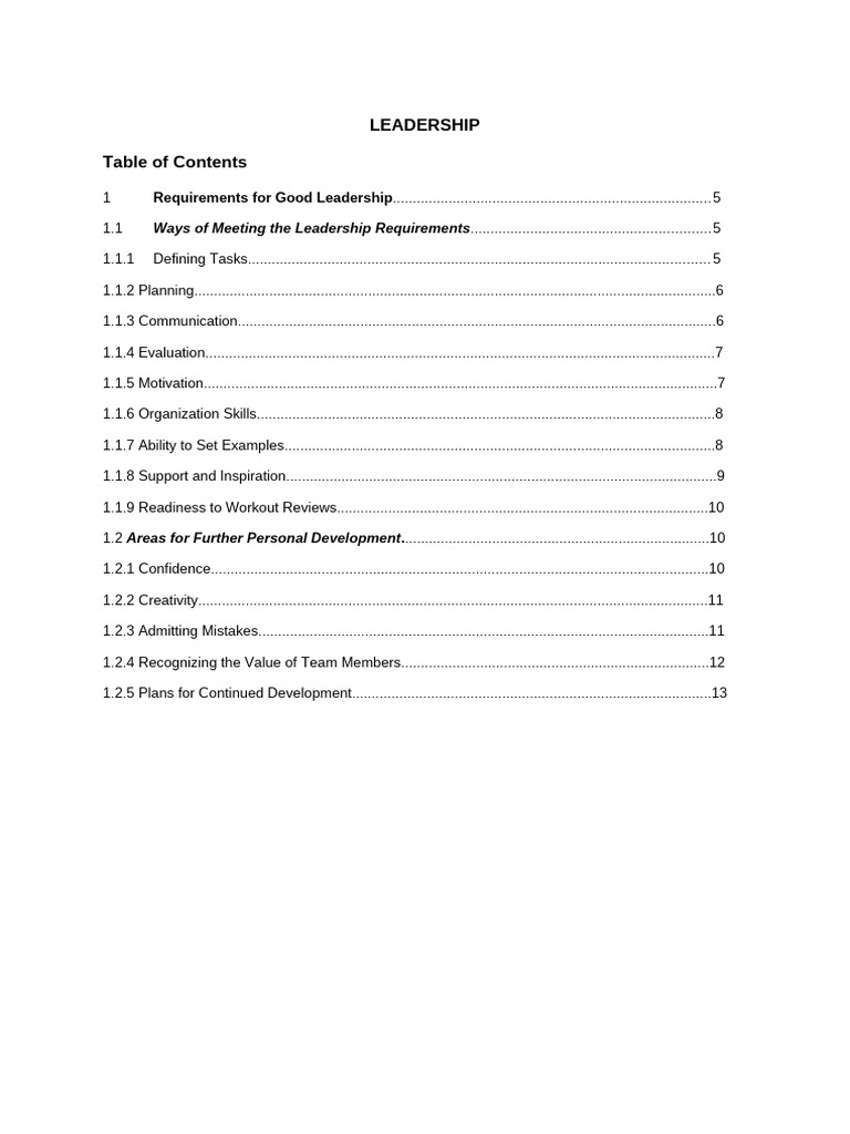 Requirements For Good Leadership | PDF | Leadership | Goal
