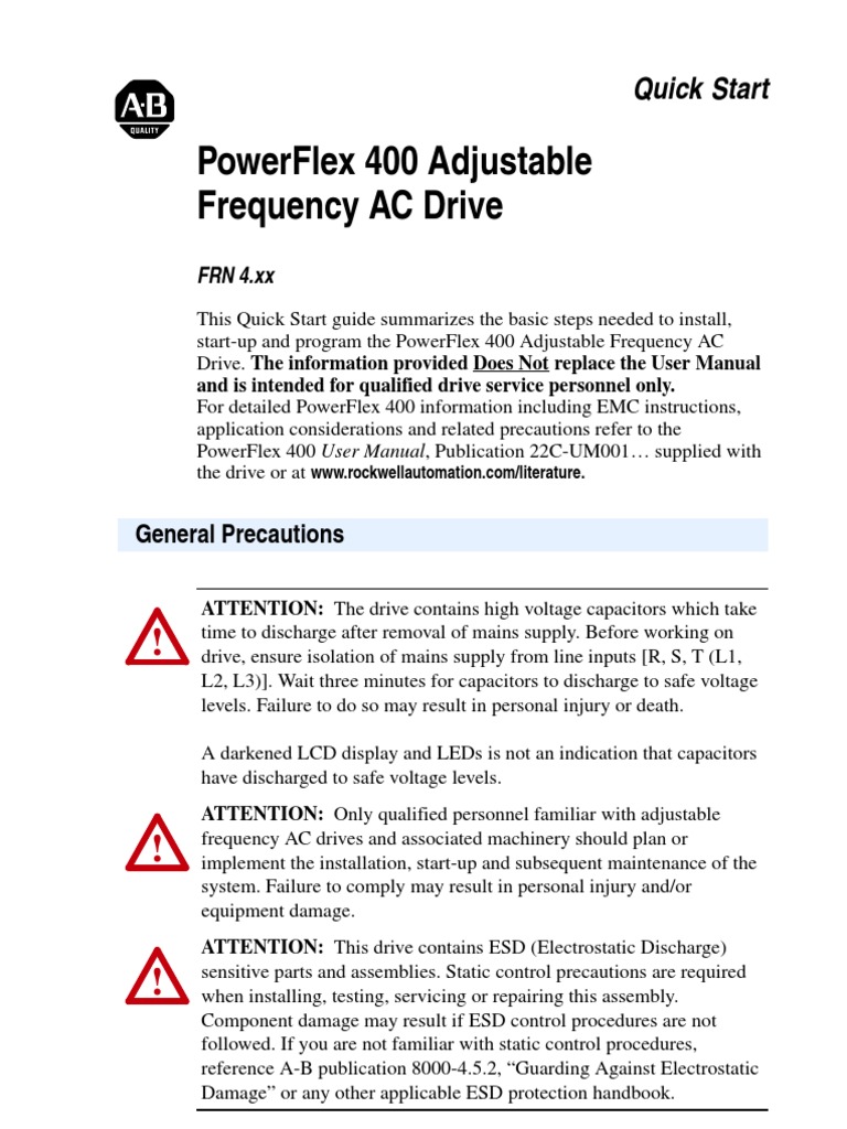 Allen-Bradley Powerflex 400 Инструкция