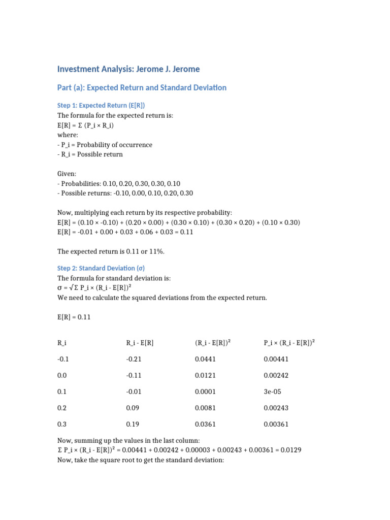 Investment Analysis | PDF