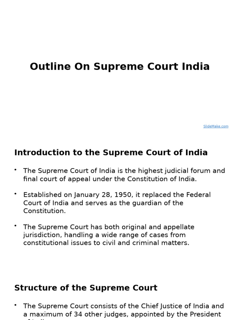 Outline On Supreme Court India | PDF | Supreme Court Of The United ...