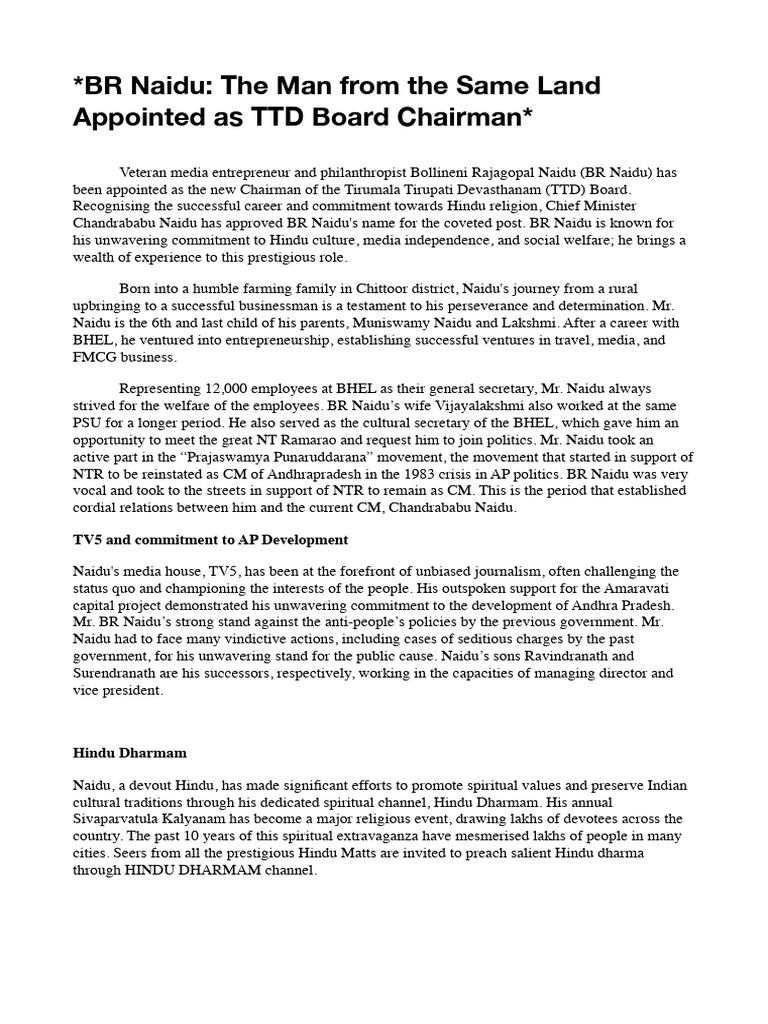 Press Note TTD Chairman Eng - 2 | PDF