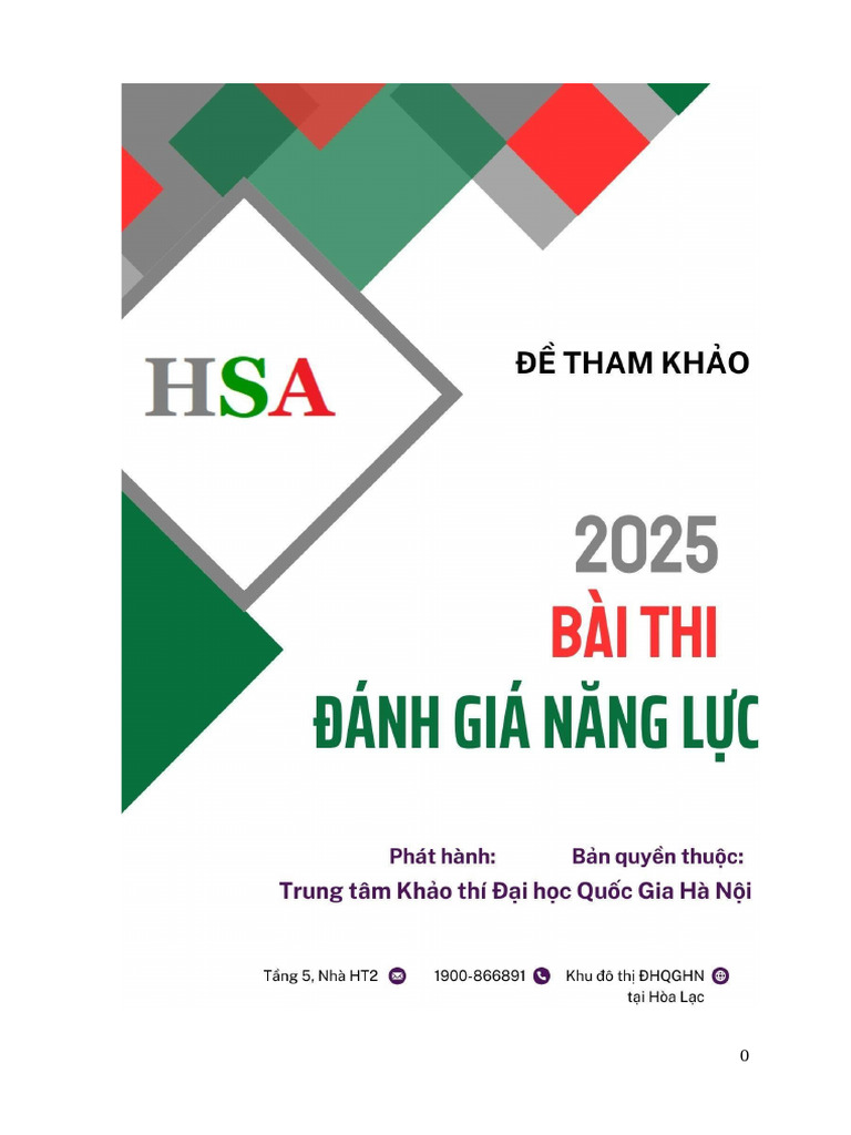 De Thi Tham Khao Hsa Nam 2025 | PDF