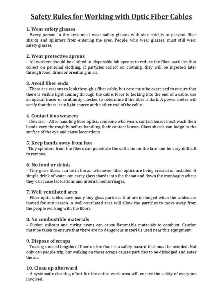 Fiber Optic Safety Guidelines | PDF
