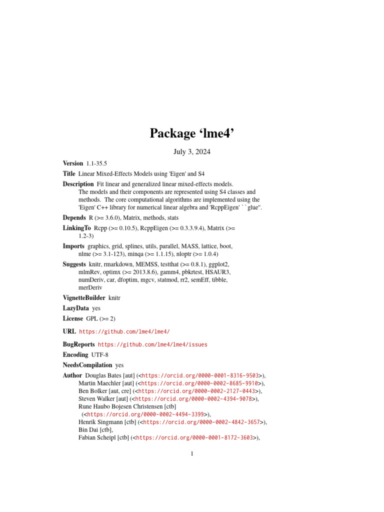 Linear Mixed-Effects Models in R | PDF | Bootstrapping (Statistics ...