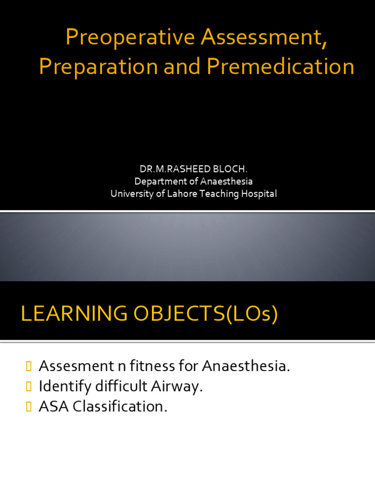 Preoperative Anesthesia Assessment Guide | PDF | Anesthesia | Medical ...