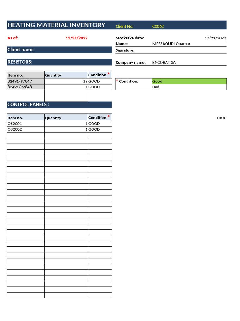 Heating Material Inventory Report | PDF