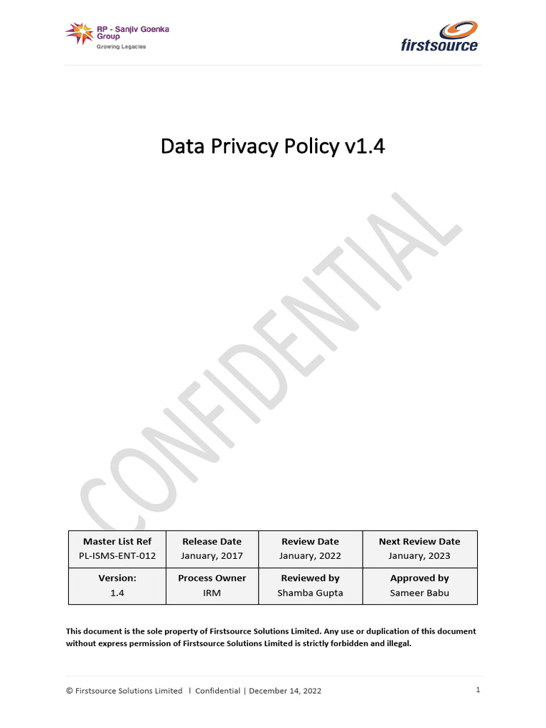 Data Privacy Policy Final | PDF | Privacy | Information Privacy