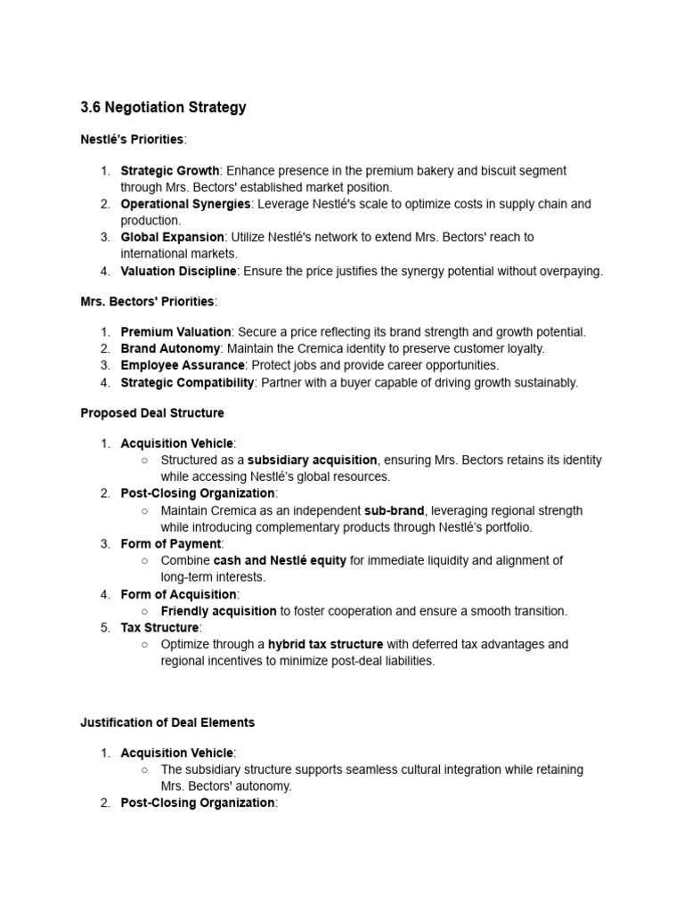 3.6 Negotiation Strategy | PDF | Mergers And Acquisitions | Valuation ...