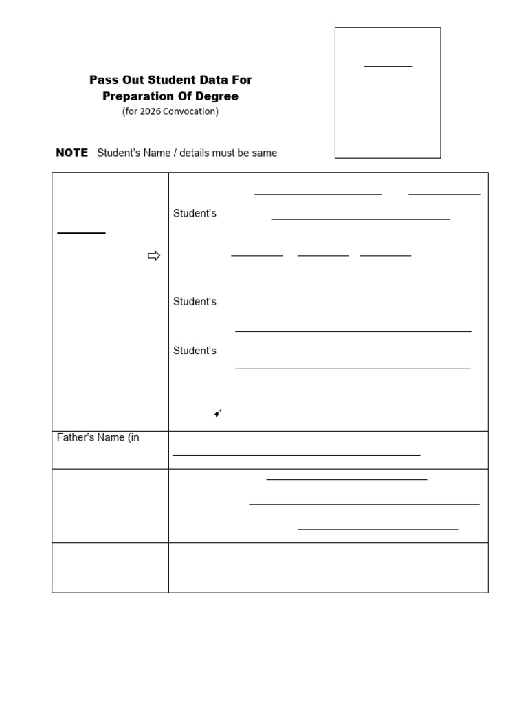 2026 Convocation Student Data Form | PDF