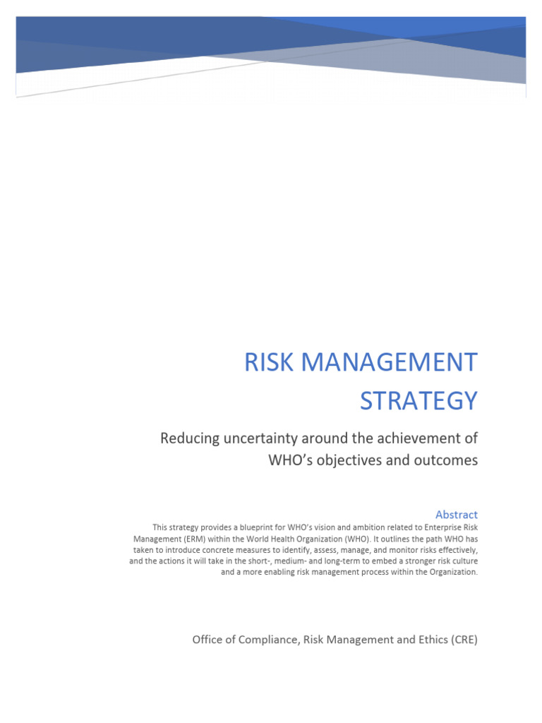 WHO Enterprise Risk Management Strategy | PDF | Risk Management | Risk