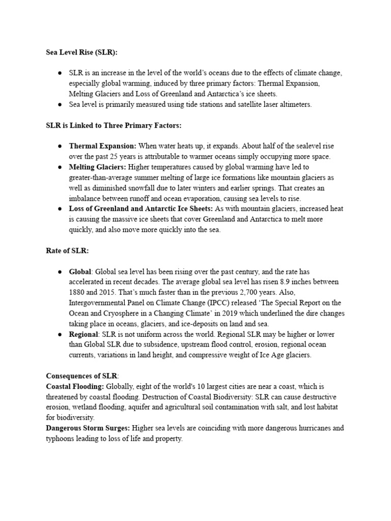 Sea Level Rise (SLR) and Its Effect | PDF | Sea Level Rise | Sea Level