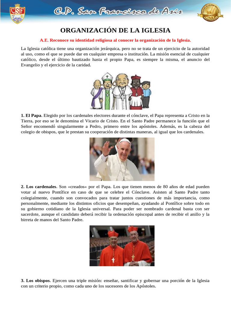 Organizacion de La Iglesia | PDF | Papa | Iglesia Católica