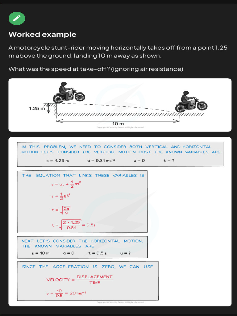 Projectile Motion HL IB Physics Revision Notes 2025 | PDF