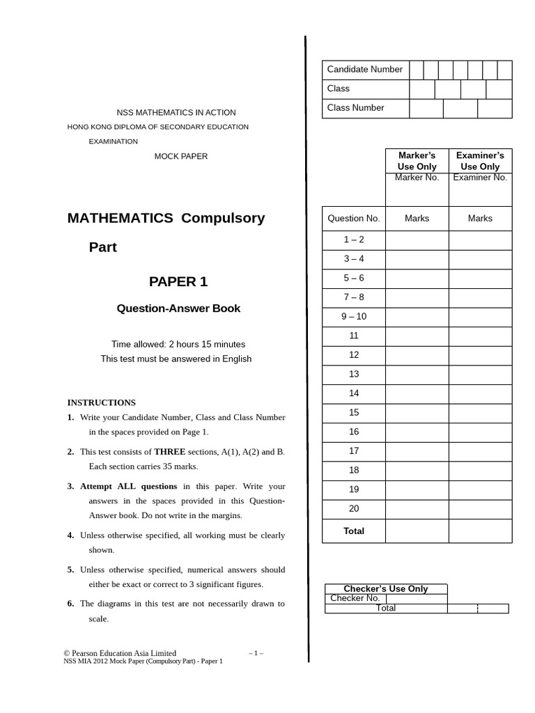 NSS MIA Mock Paper (Compulsory) Paper 1 ENG | PDF | Triangle | Circle