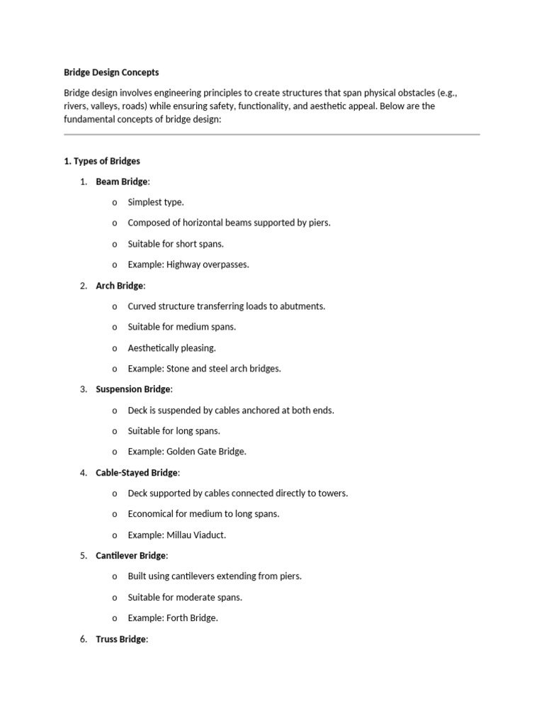 Essential Bridge Design Concepts | PDF | Bridge | Structural Load