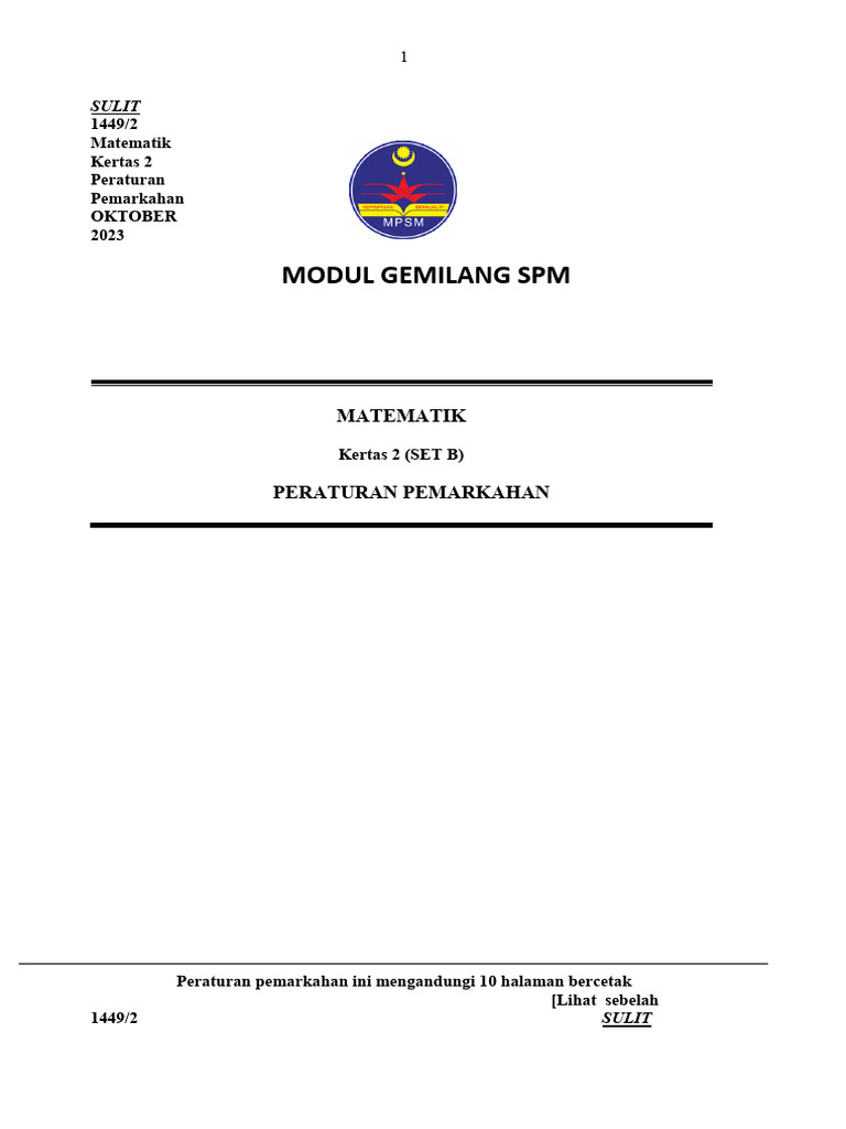 Matematik k2 Set B - Soalan | PDF