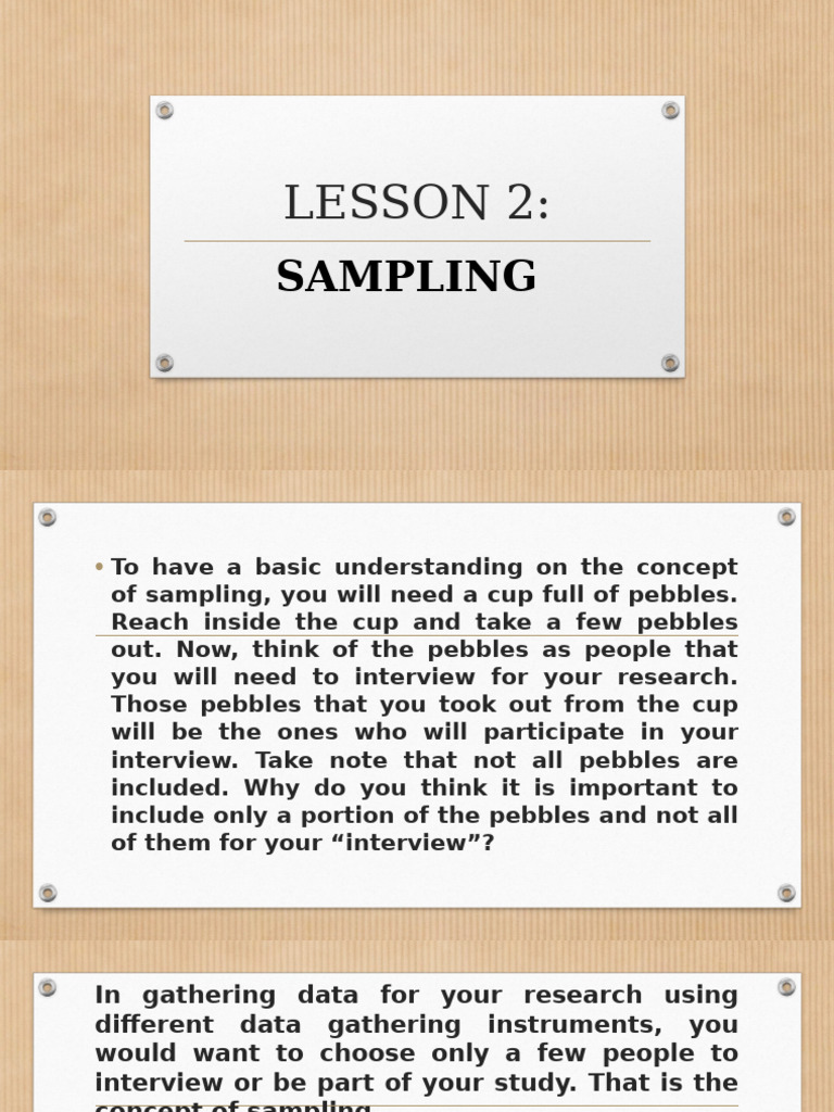 PR 1 q2 Module 1 Lesson 2 | PDF | Sampling (Statistics) | Sample Size ...