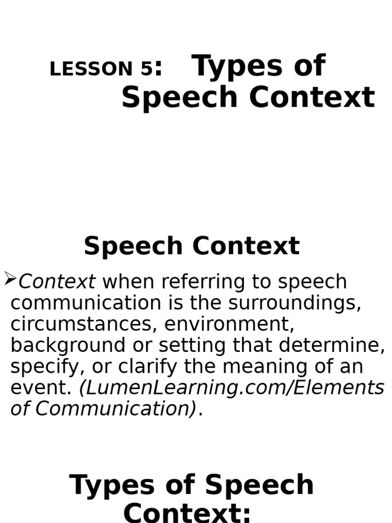 Types of Speech Context Explained | PDF | Communication | Interpersonal ...