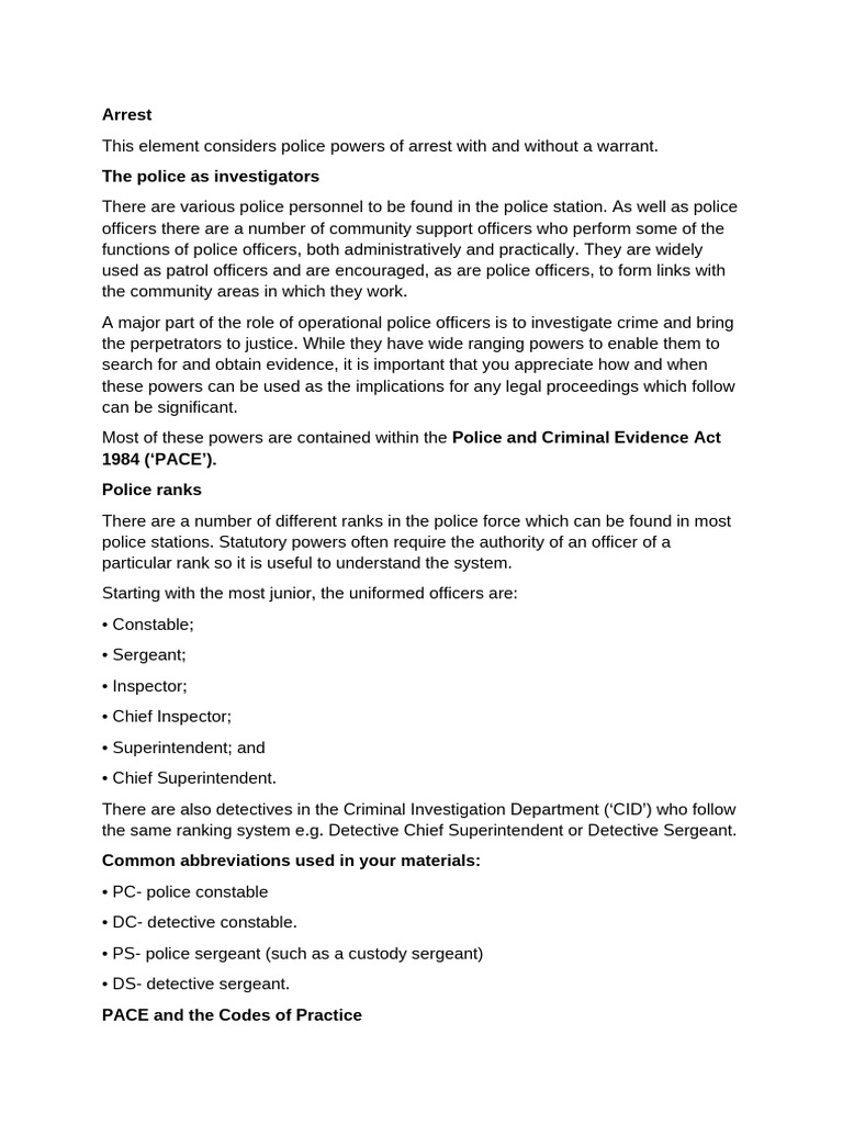 Police Powers of Arrest Explained | PDF | Arrest | Police