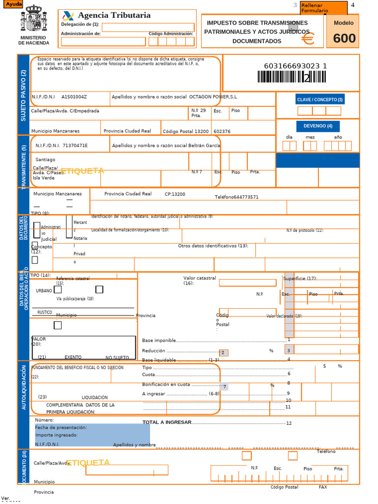 Mod600 Octagon | PDF | Documento de identidad | Impuestos