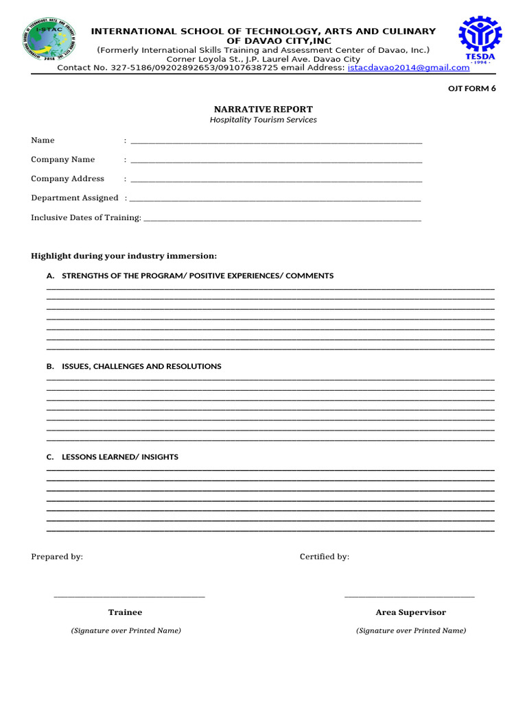 Ojt Form 6 Narrative Report | PDF