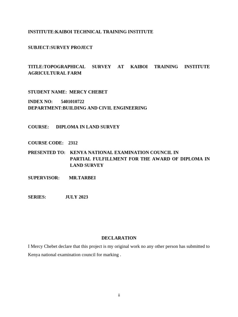 Project1 (1) Survey | PDF | Surveying | Topography