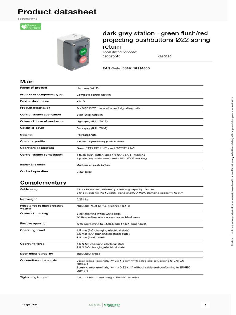Harmony XALD Control Station XALD225 | PDF | Electrical Components ...