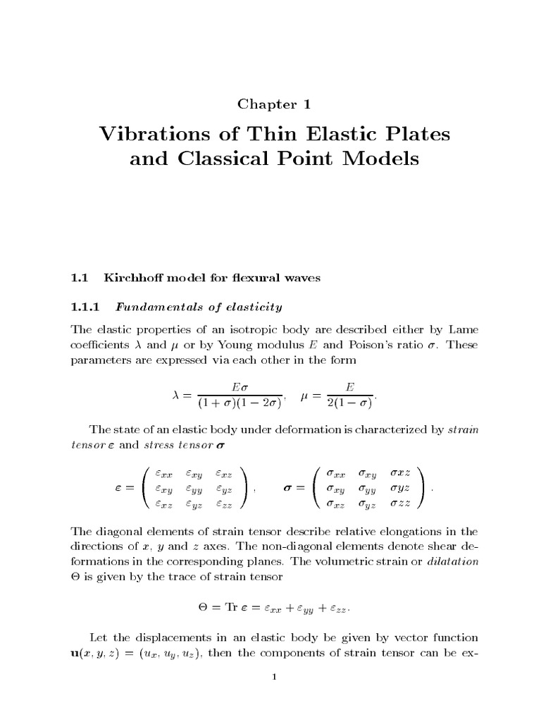 Vibrations of Thin Elastic Plates | PDF