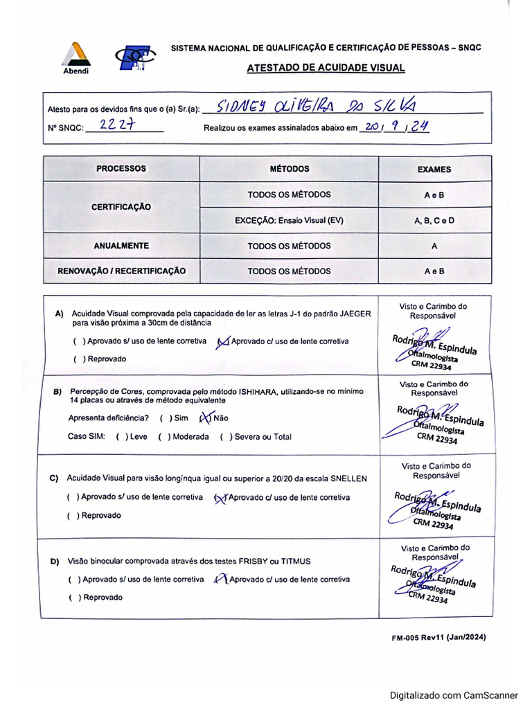 FM - 005 Acuidade Visual | PDF