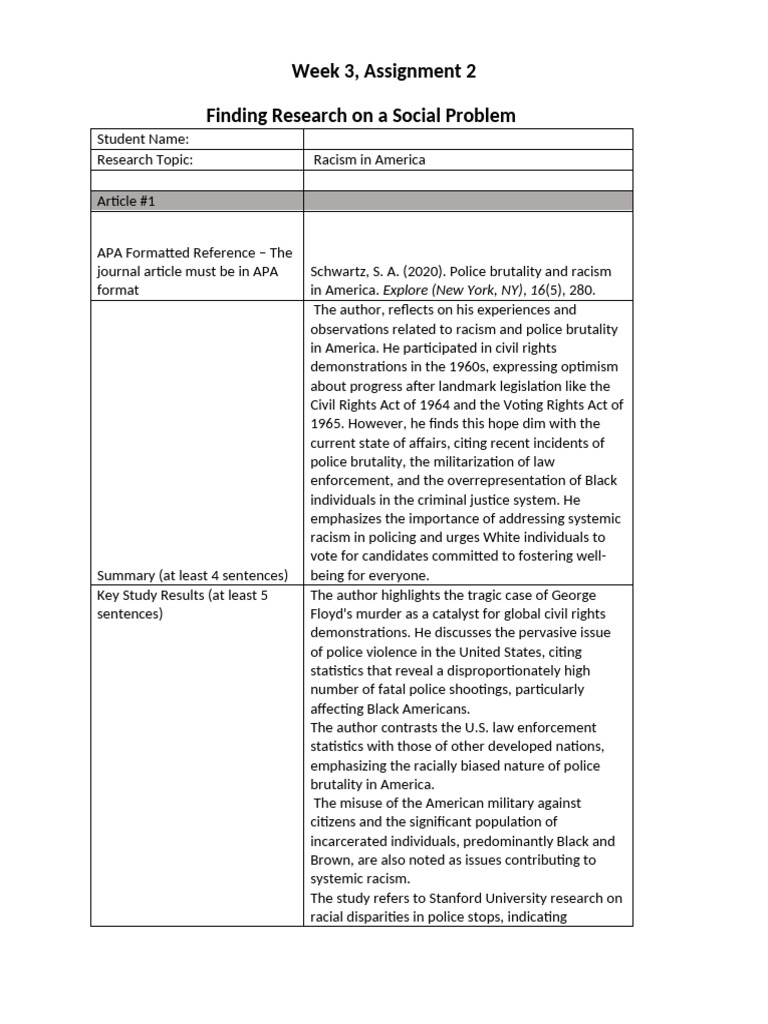 Finding Sources - Racism in America | PDF | Health Equity ...