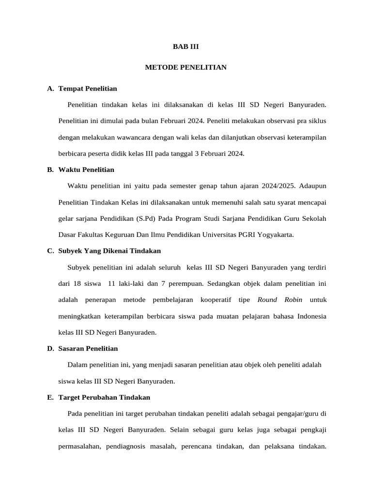 Penerapan Metode Round Robin di Kelas III | PDF