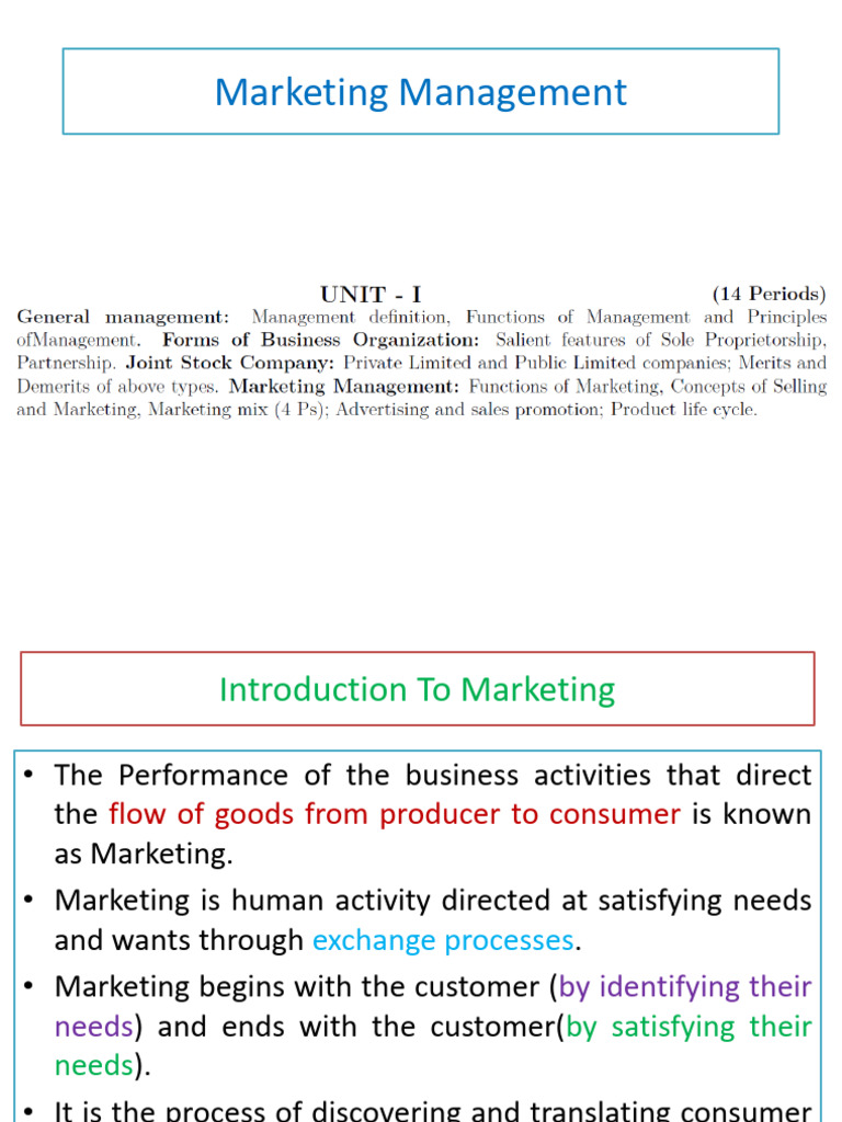 Marketing Management Overview and Concepts | PDF | Marketing | Product ...