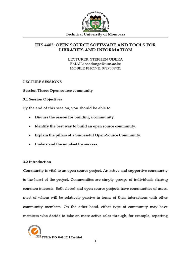 Session Three Open Source Community | PDF | Open Source | Computing