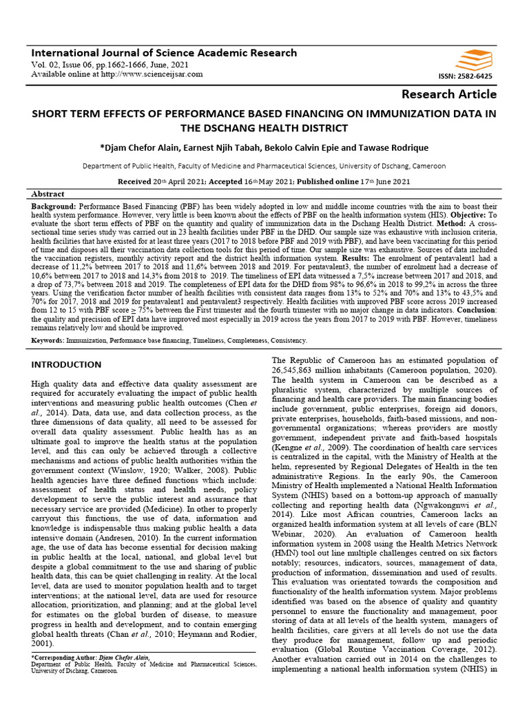 Performance Base Financing | PDF | Public Health | Evaluation