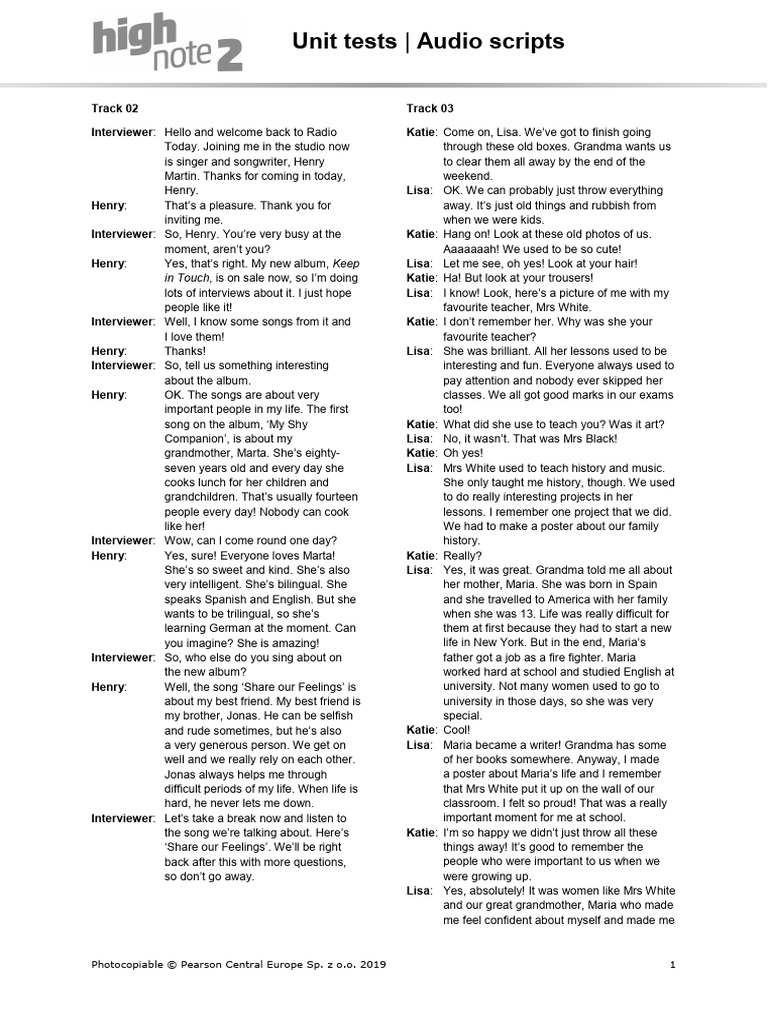 Audio Scripts for Unit Tests | PDF