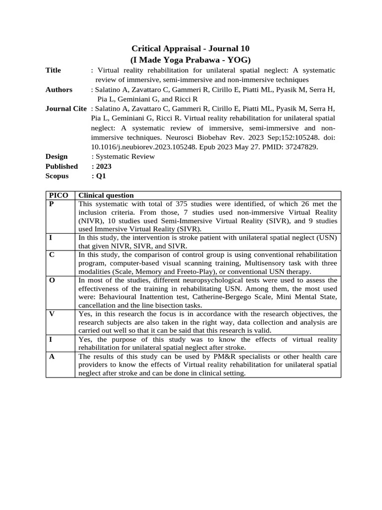 PICO J0-(YOG)-dr. TA | PDF | Stroke | Nervous System