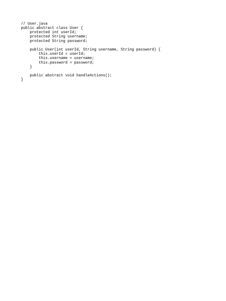 Java Abstract User Class | PDF