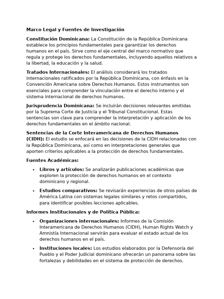 Marco Legal y Fuentes de Investigación | PDF | Caso de ley | Derechos ...
