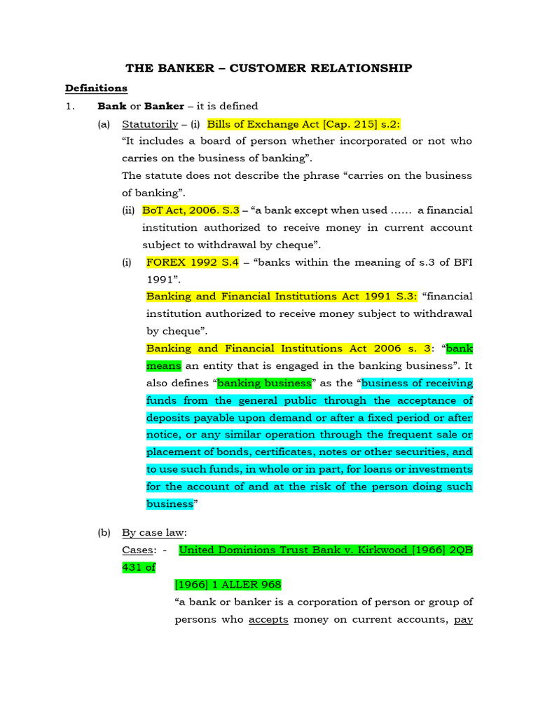 Understanding Banker-Customer Relationships | PDF | Banks | Law Of Agency